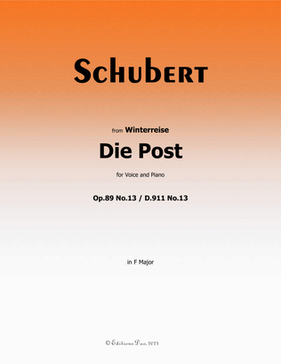 Die Post, by Schubert, Op.89(D.911) No.13, in F Major