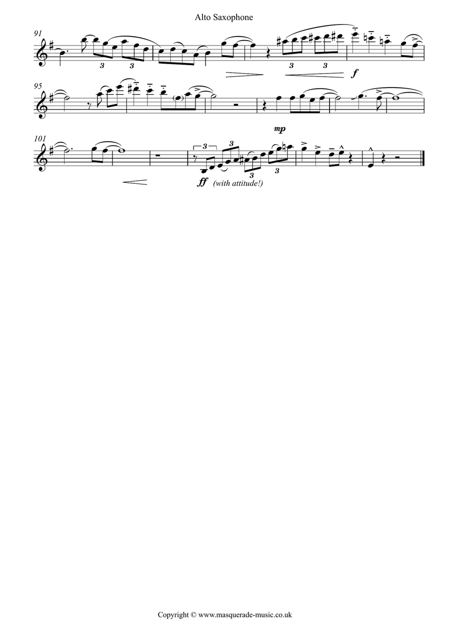 Sunny Blue - A Jazz Style Jaunt for Eb or Bb Saxophone and Piano (improvisation optional, or use sol Alto Saxophone scores gallery preview page 3