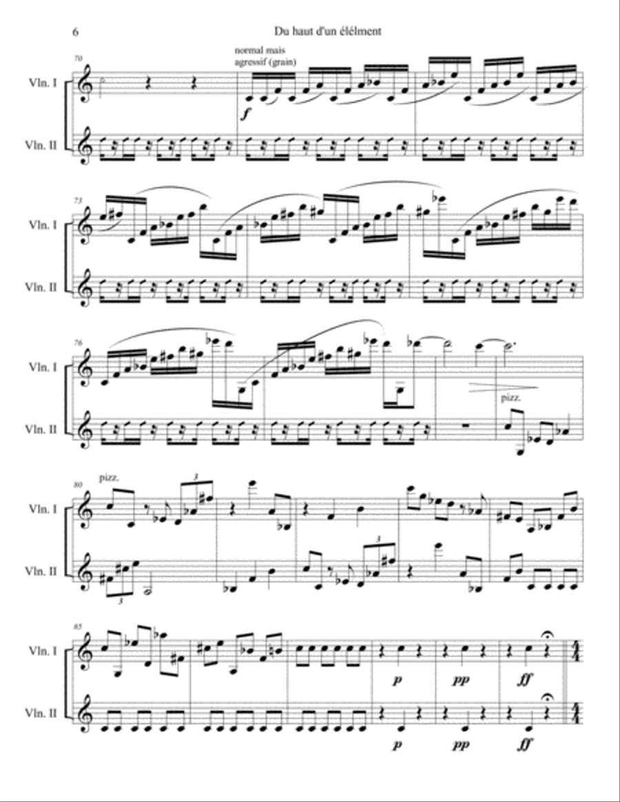 Du haut d'un element - Violin Duet String Duet scores gallery preview page 6