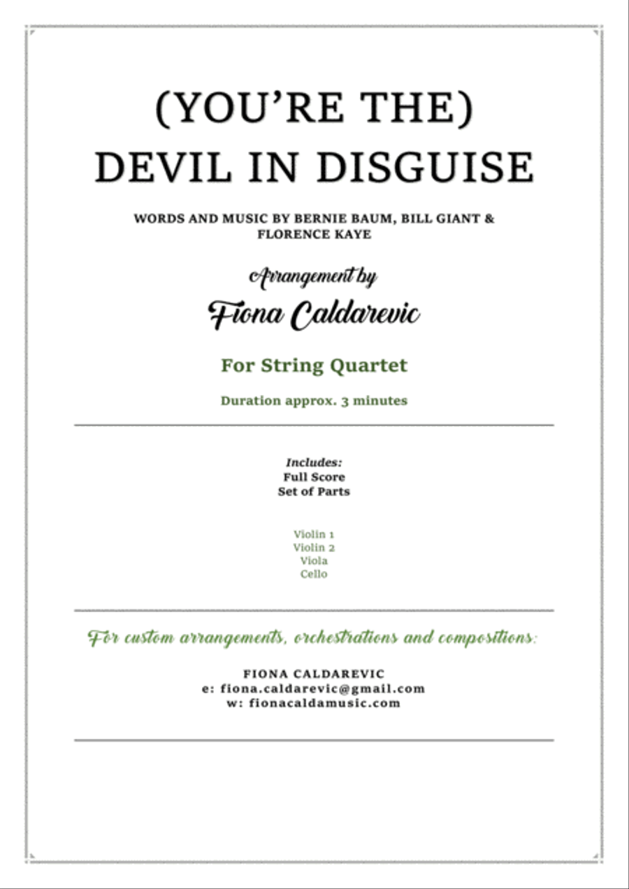 (you're The) Devil In Disguise String Quartet scores gallery preview page 1