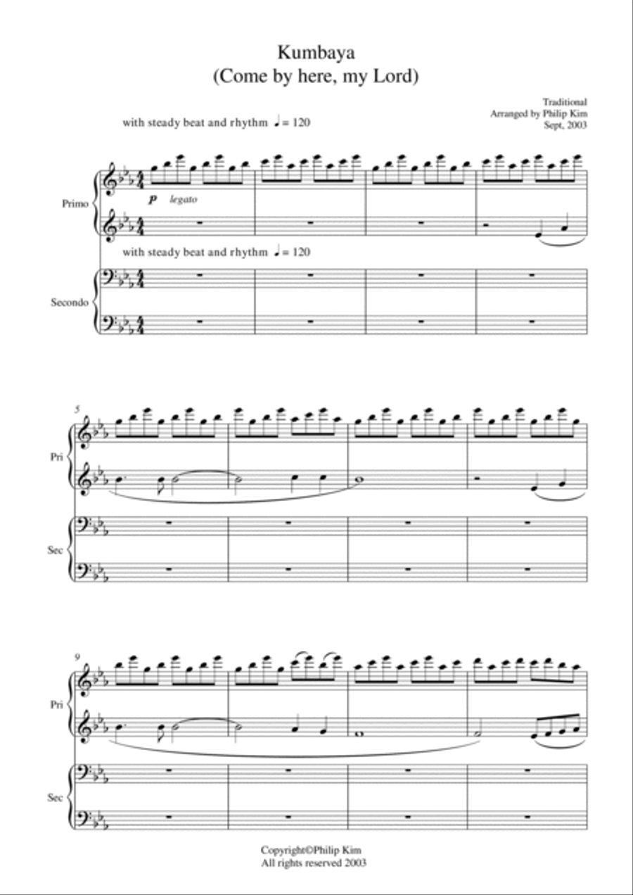 Kumbaya (Come by here, my Lord) 1 Piano, 4-Hands scores gallery preview page 2