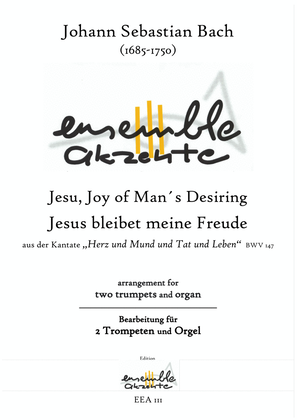 Book cover for Jesu, Joy of Man's Desiring BWV 147 - arrangement for two trumpets and organ