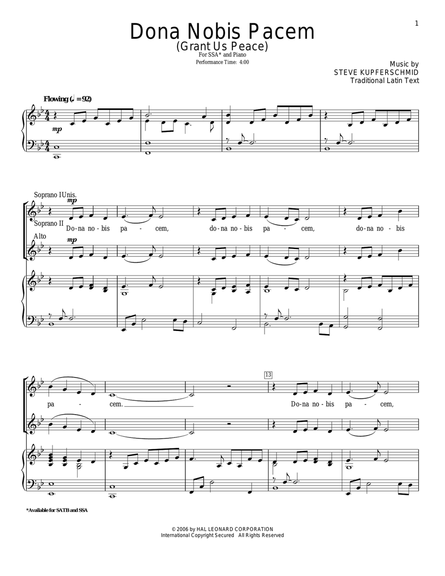 Dona Nobis Pacem SSA scores gallery preview page 1