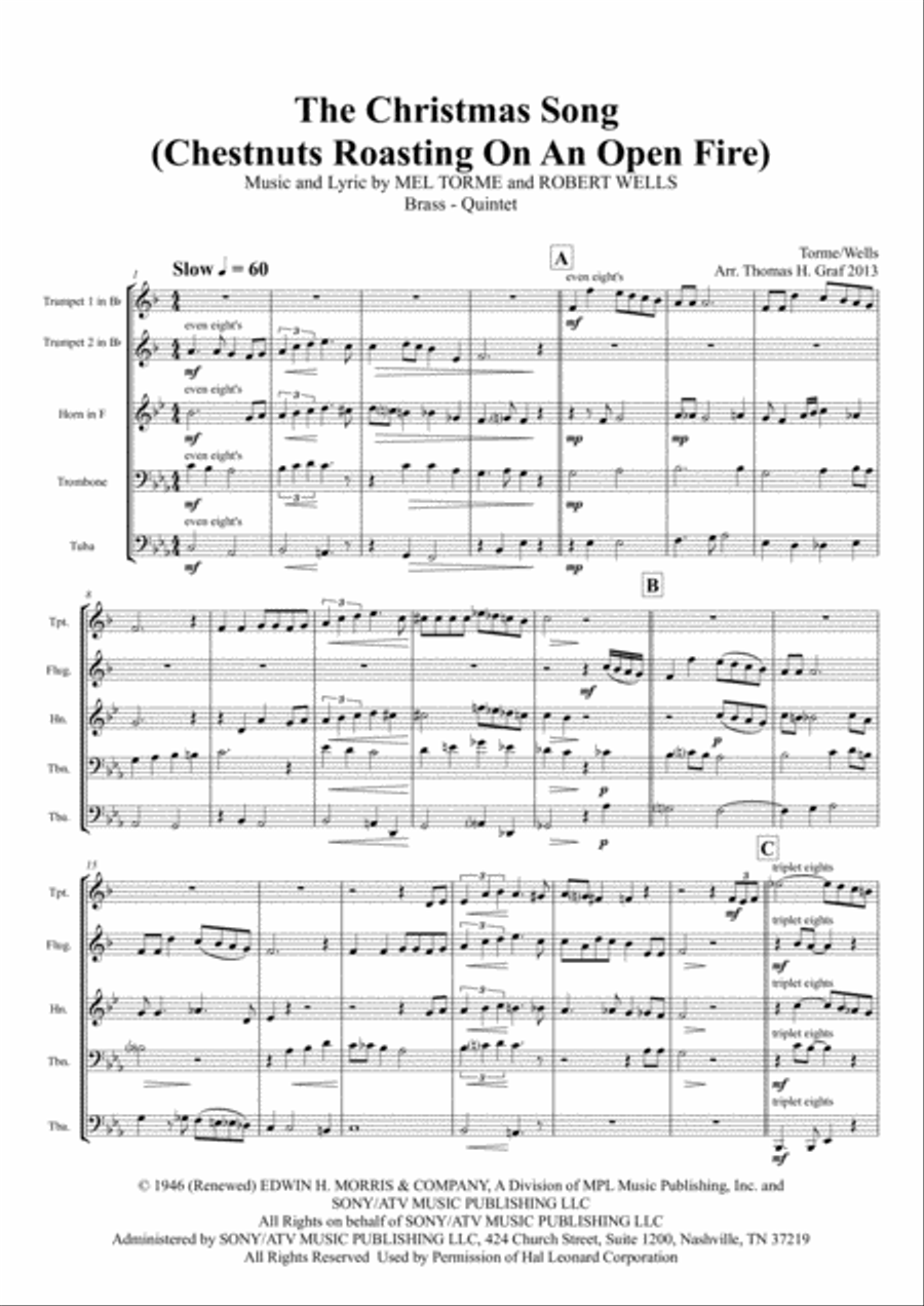 The Christmas Song (Chestnuts Roasting On An Open Fire) Horn scores gallery preview page 2
