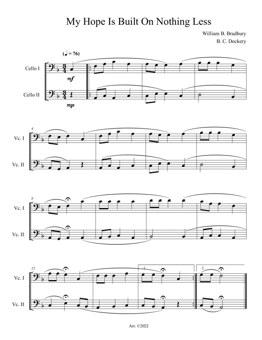 My Hope Is Built On Nothing Less (Cello Duet) String Duet scores gallery preview page 1