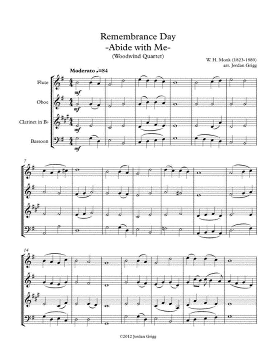 Remembrance Day 'Abide with Me' (Woodwind Quartet) image number null
