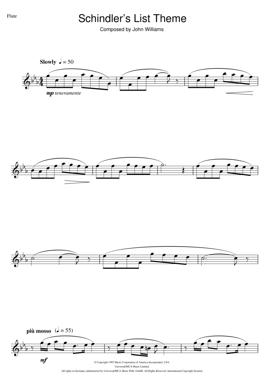 Schindler's List Flute Solo scores gallery preview page 1