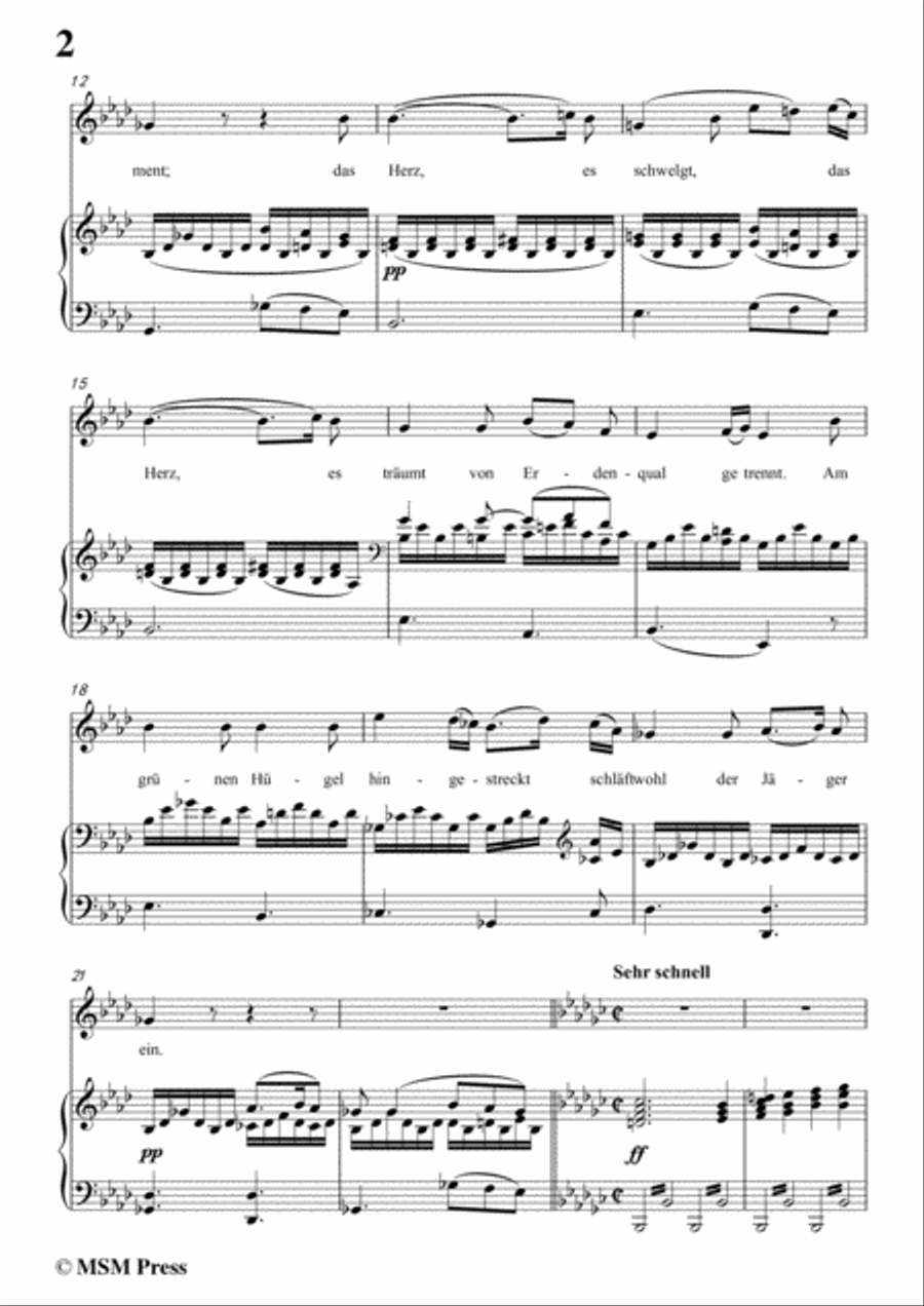 Schubert-Abendlied der Fürstin,in A flat Major,for Voice and Piano Voice Solo scores gallery preview page 4