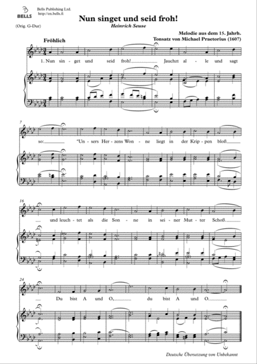Nun singet und seid froh! (Solo song) (A-flat Major) Voice Solo scores gallery preview page 1