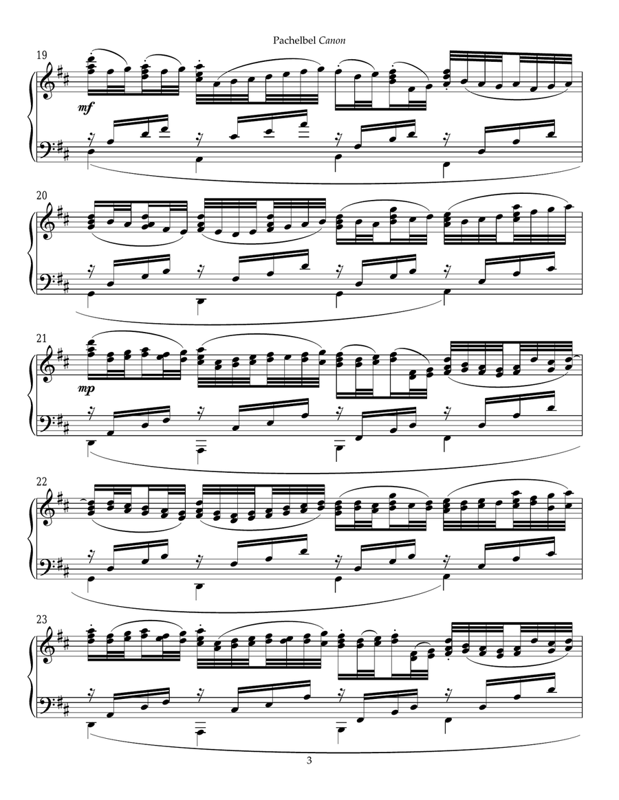 Canon In D Piano Solo scores gallery preview page 3