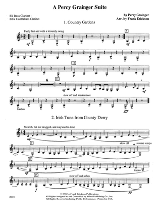 A Percy Grainger Suite: B-flat Bass Clarinet