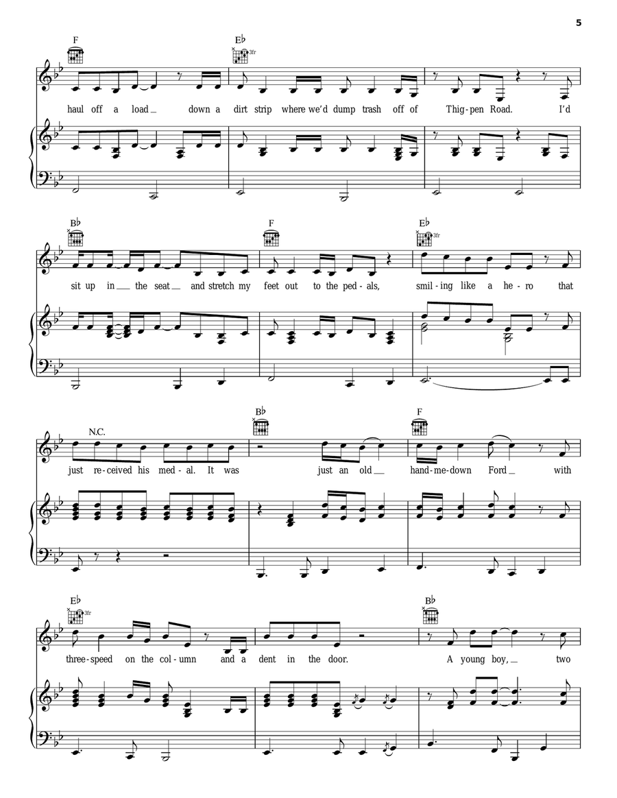 Drive (For Daddy Gene) Piano, Vocal, Guitar scores gallery preview page 5