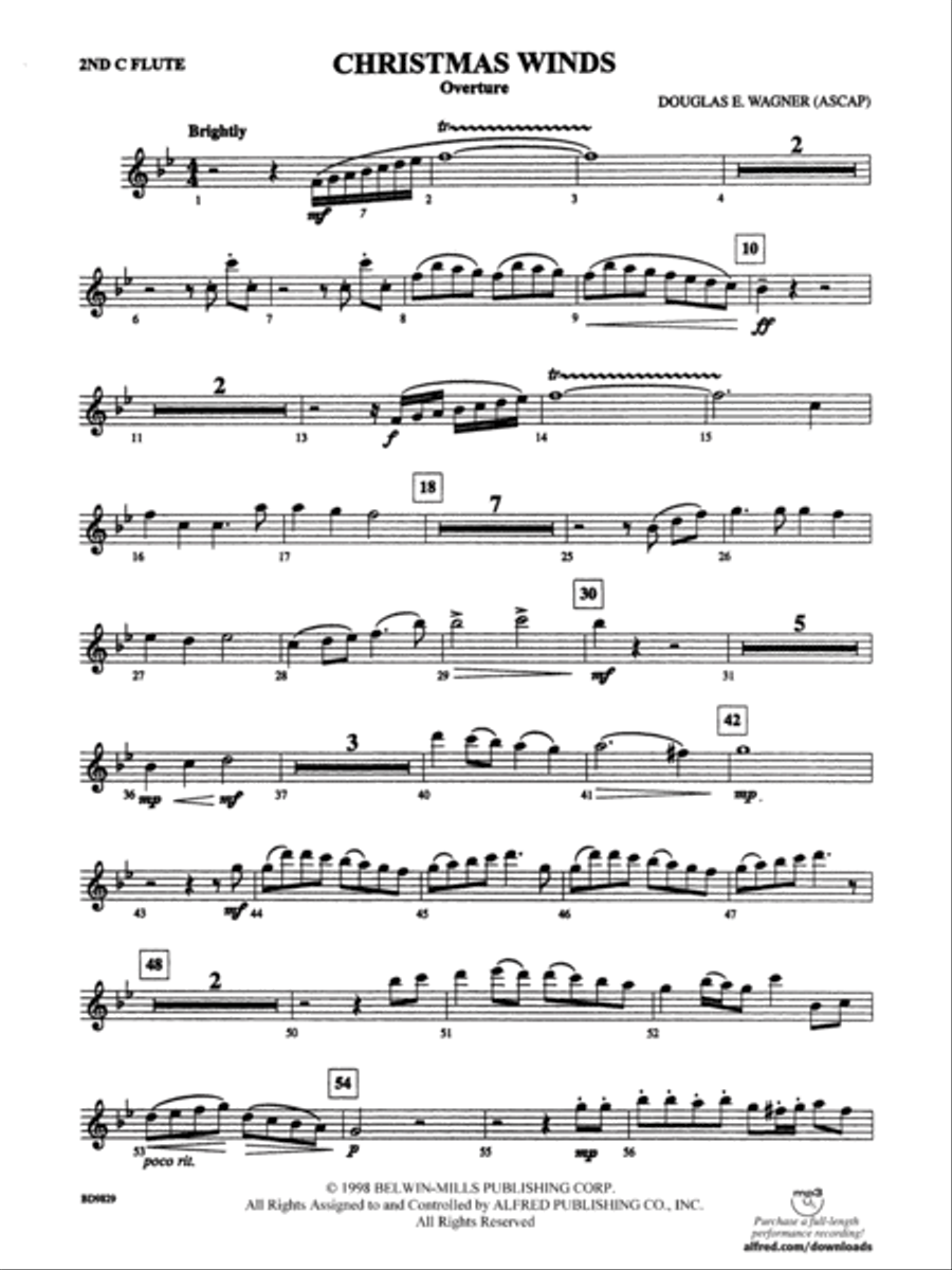 Christmas Winds (Overture): 2nd Flute Concert Band scores gallery preview page 1