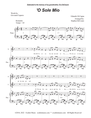 O Sole Mio (2-part choir - (Soprano & Tenor) (Easy Choir Version)