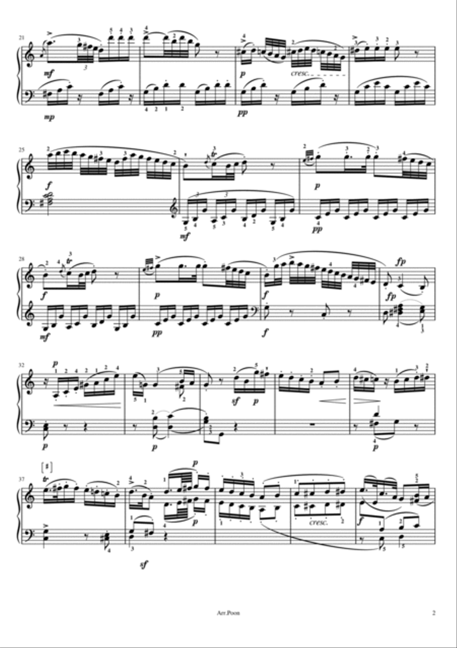 Mozart - Piano Sonata No.10 in C major, K.330/300h - 1st Mov - Original With Fingered Piano Solo scores gallery preview page 2