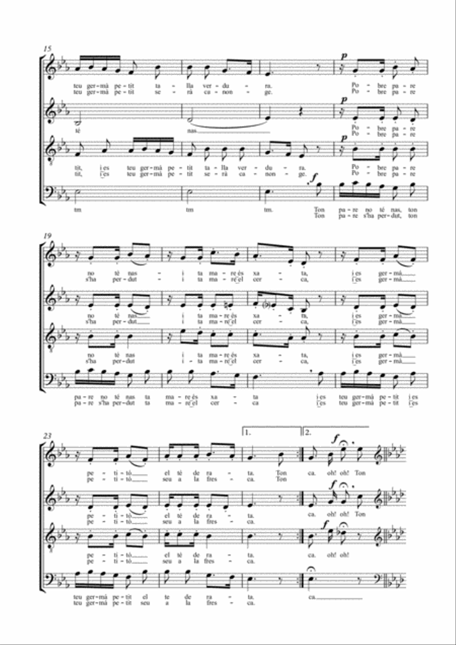 Ton pare no te nas Ton pare no te nas 4-Part scores gallery preview page 4