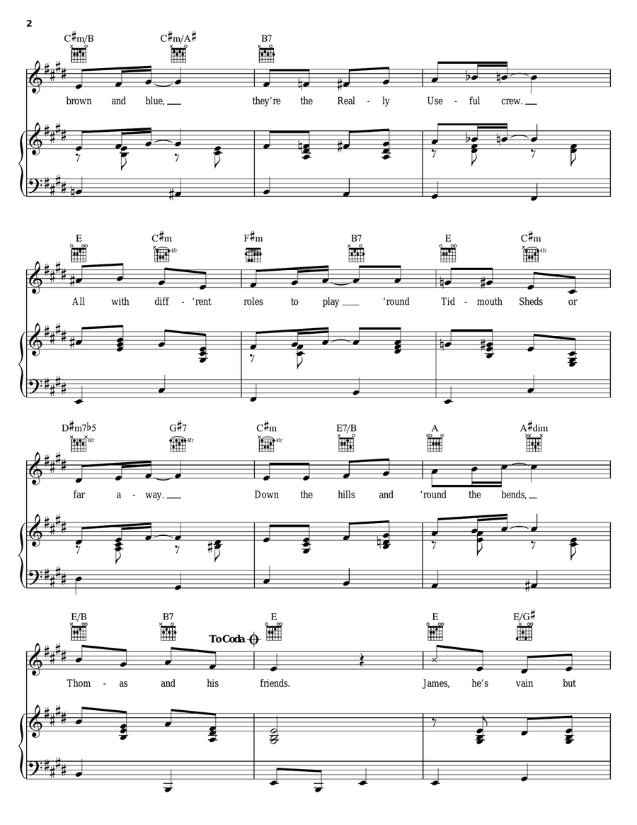 Thomas The Tank Engine (Main Title) Piano, Vocal, Guitar scores gallery preview page 2