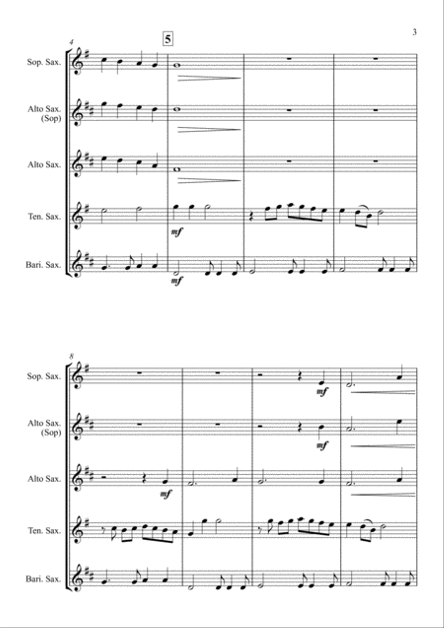 Uptown Girl Saxophone Quartet scores gallery preview page 3