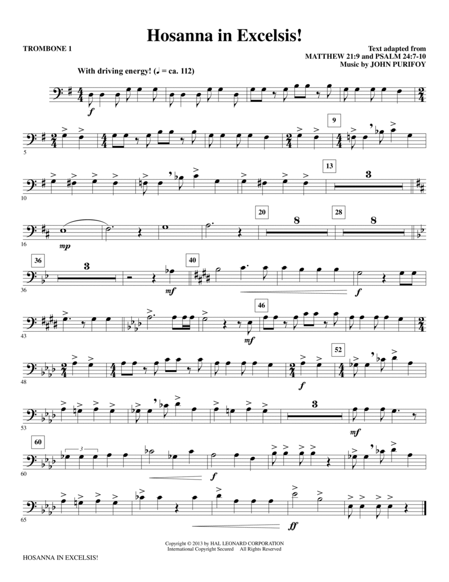 Hosanna in Excelsis! - Trombone 1 Choir scores gallery preview page 1