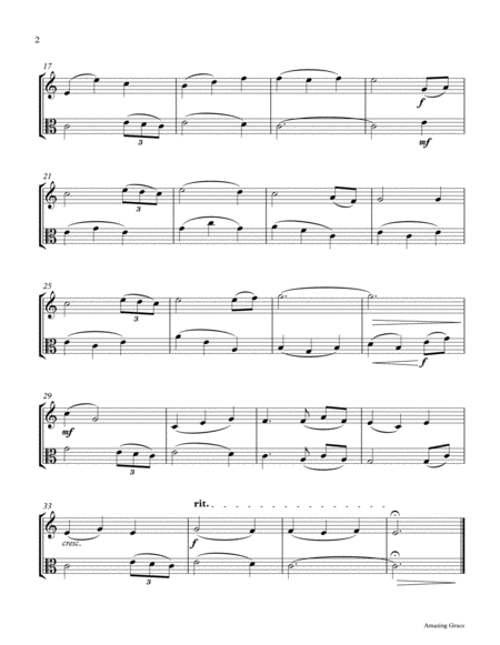 Amazing Grace Violin Viola Duet-Three Tonalities Included image number null