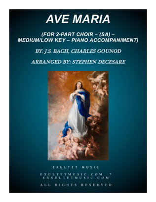 Book cover for Ave Maria (for 2-part choir (SA) - Medium/Low Key - Piano Accompaniment)