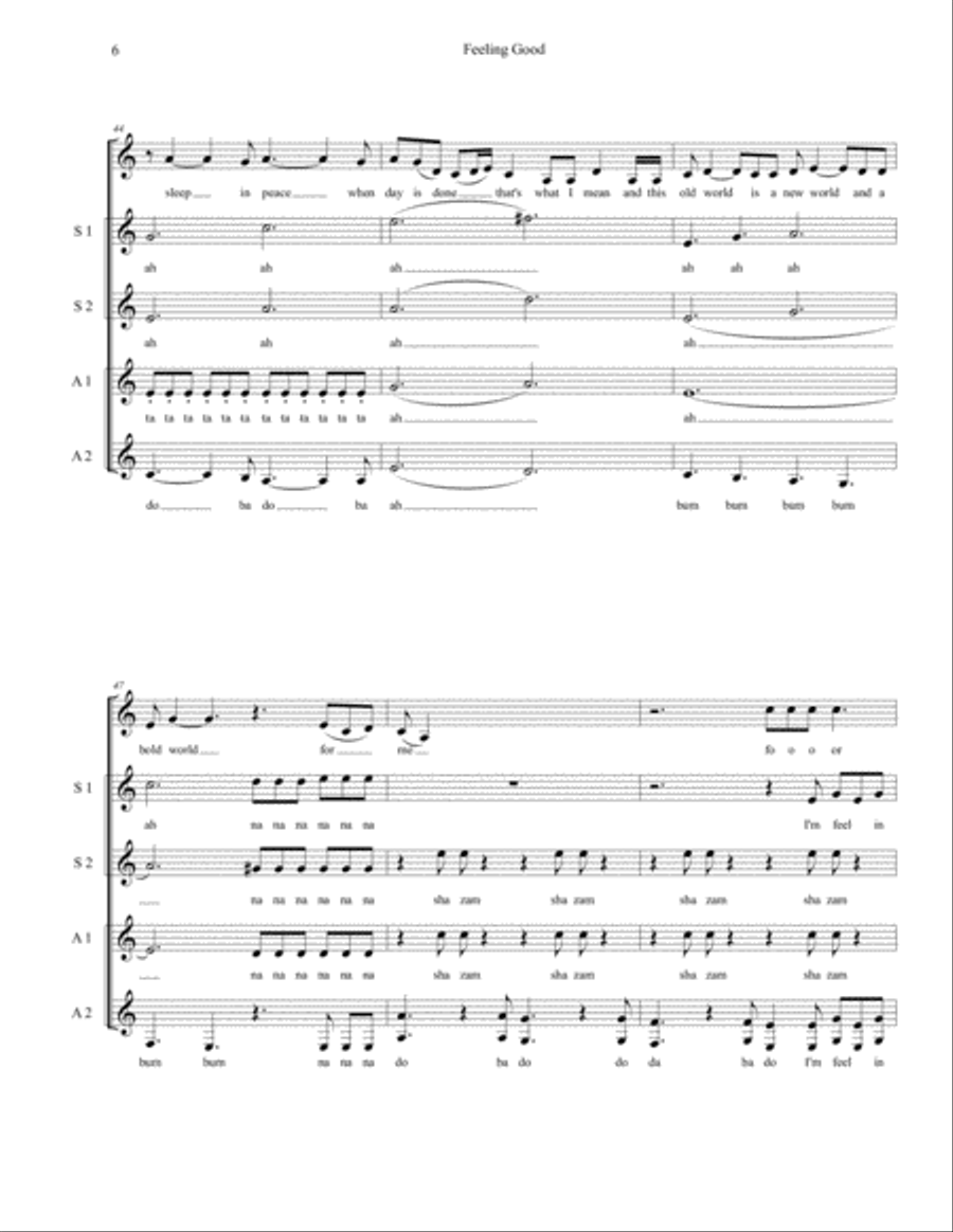 Feeling Good Feeling Good SSA scores gallery preview page 6