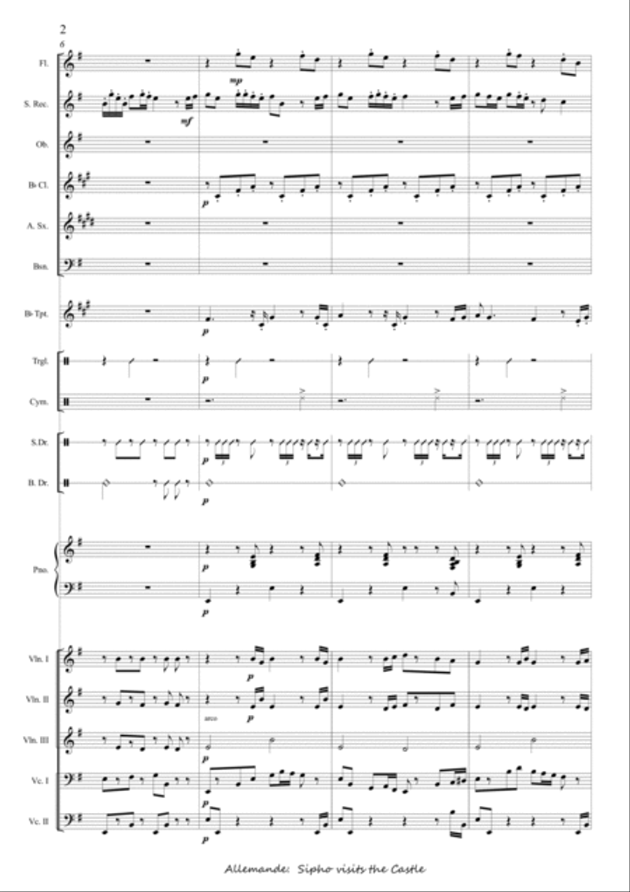Suite, Sweet Cape Town - 2 Allemande Sipho visits the Castle Concert Band scores gallery preview page 2