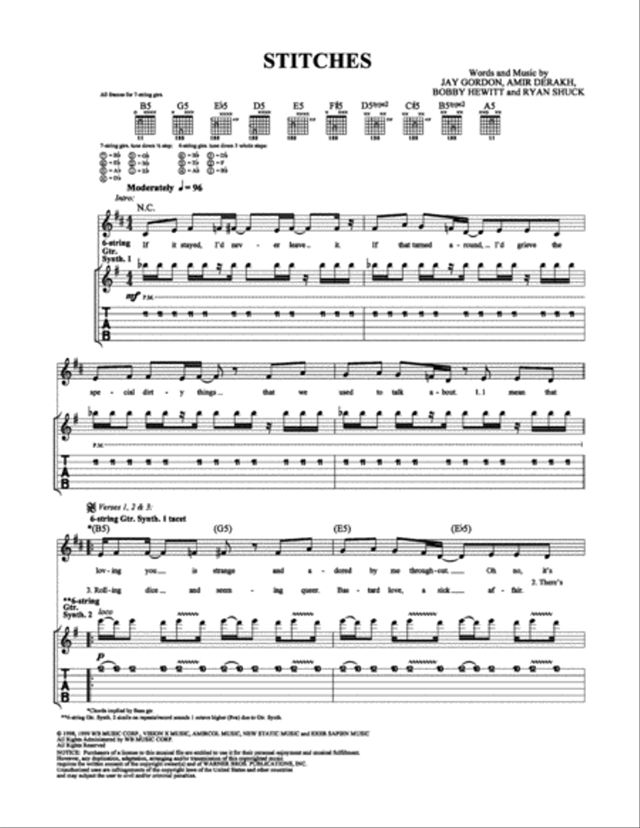 Stitches Electric Guitar scores gallery preview page 1