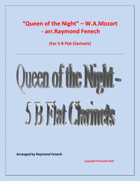 Queen of the Night - From the Magic Flute - 5 B Flat Clarinets Quintet image number null