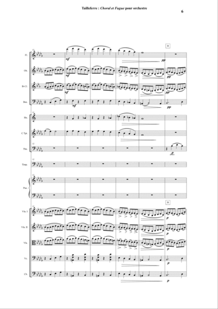 Germaine Tailleferre : Choral et Fugue for orchestra : study score - Score Only Full Orchestra scores gallery preview page 6