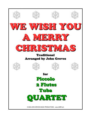 Book cover for We Wish You A Merry Christmas - Piccolo, 2 Flute, Tuba (Quartet)