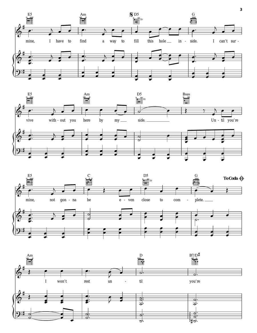 Until You're Mine Piano, Vocal, Guitar scores gallery preview page 3