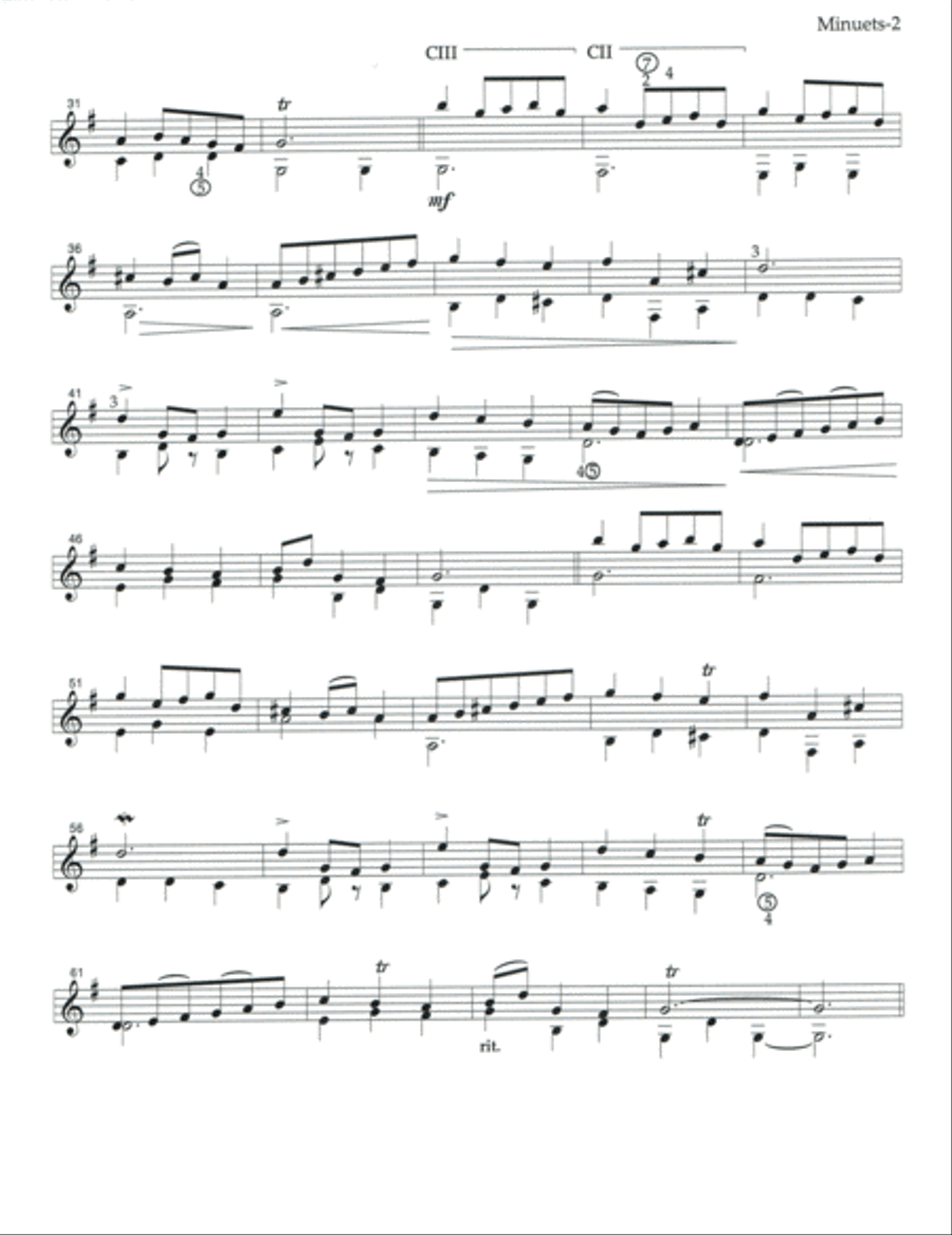 Three Minuets Three Minuets Classical Guitar scores gallery preview page 2