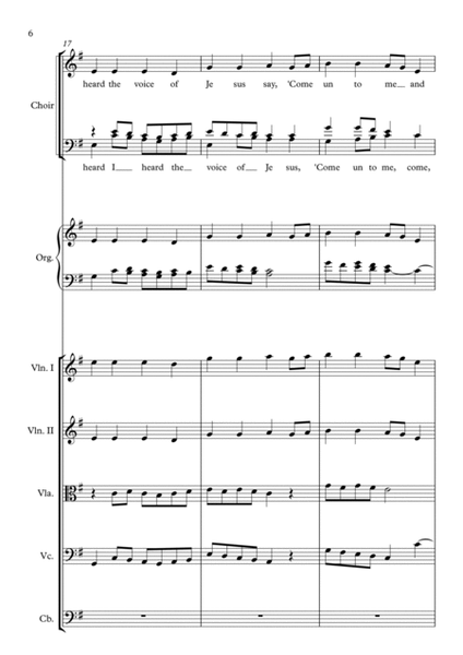 Concertato Hymn, I Heard The Voice Of Jesus Say, for SATB Choir, Organ, and String Orchestra image number null