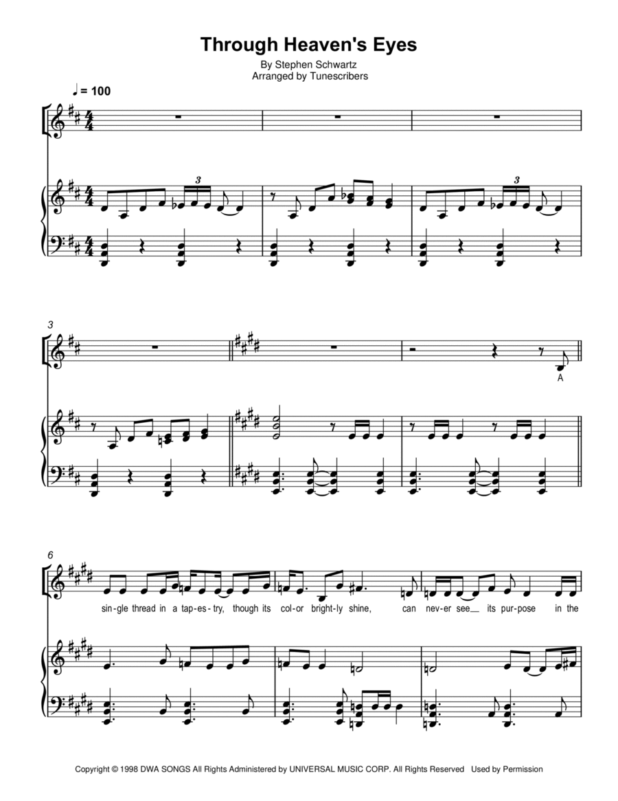 Through Heaven's Eyes Choir scores gallery preview page 1