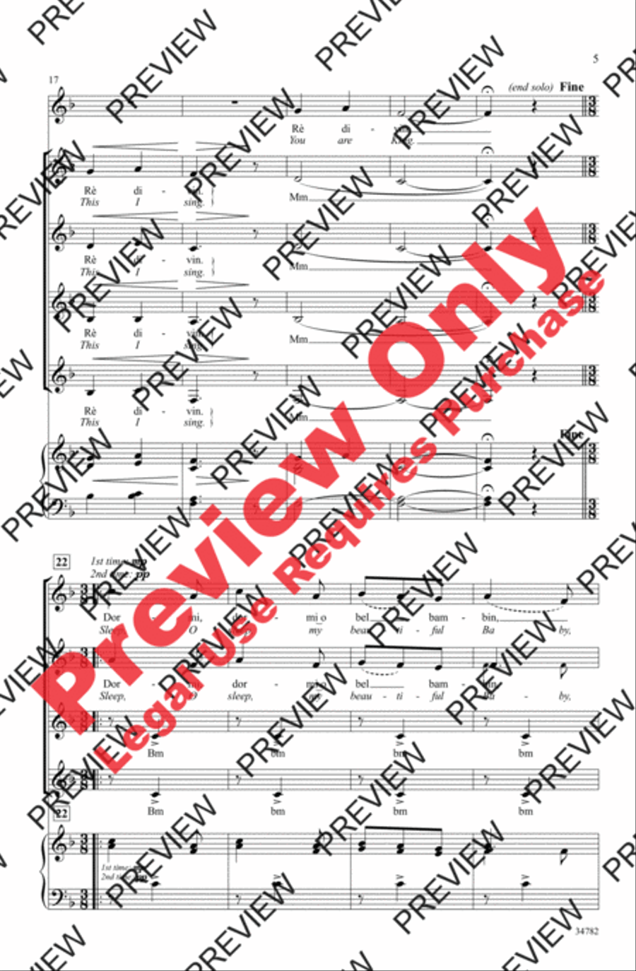 Dormi, Dormi, O Bel Bambin Women's Choir scores gallery preview page 4