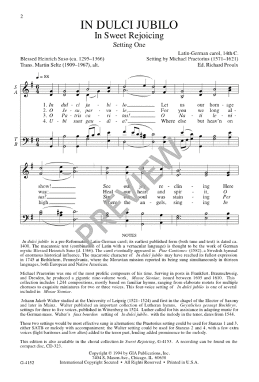 In dulci jubilo - SATB edition 4-Part scores gallery preview page 2