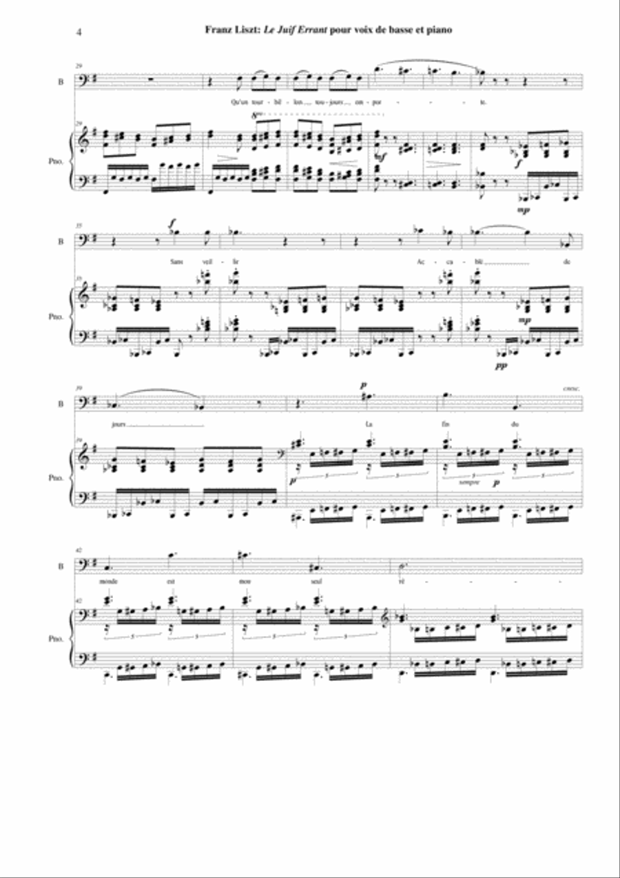 Franz Liszt: Le Juif Errant for bass-baritone and piano, original key of e minor Bass Voice scores gallery preview page 4