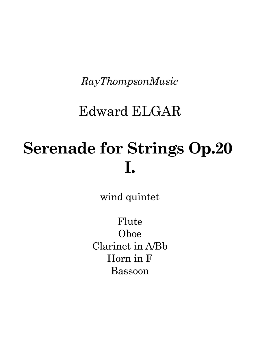 Elgar: Serenade for Strings Op.20 Mvt.1 Allegro - wind quintet Woodwind Quintet scores gallery preview page 1