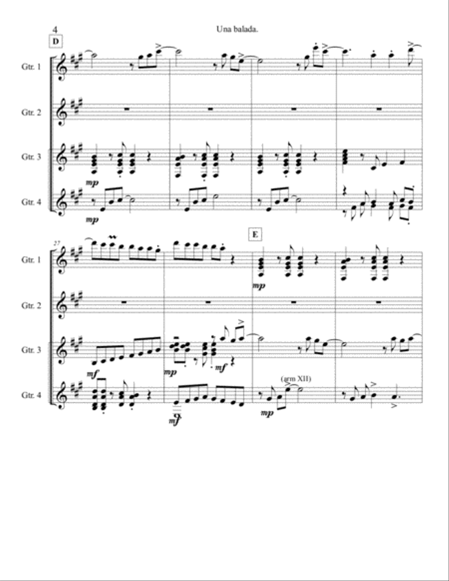 Balad for Tita. Guitar quartet story. Guitar Ensemble scores gallery preview page 6