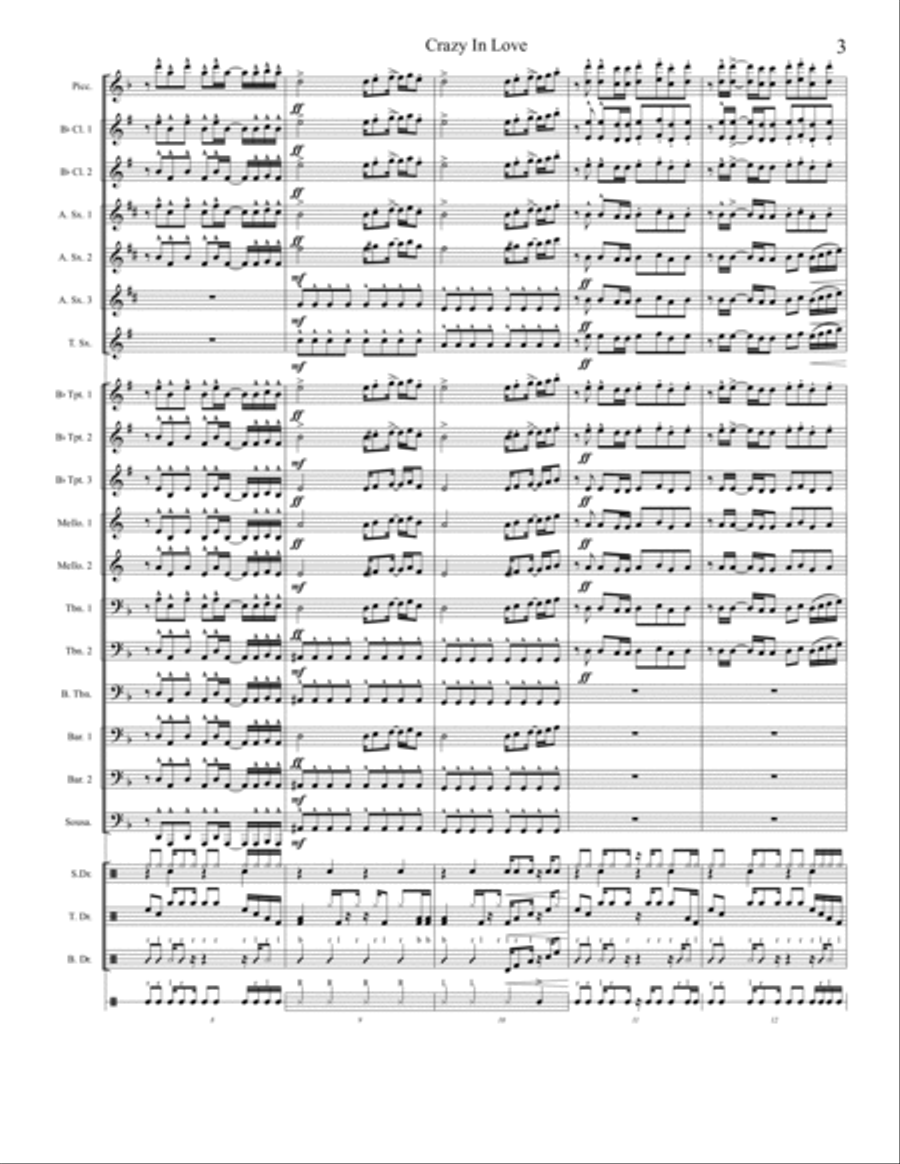 Crazy In Love Marching Band scores gallery preview page 3