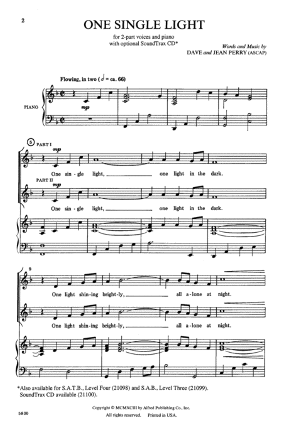 One Single Light Choir scores gallery preview page 1