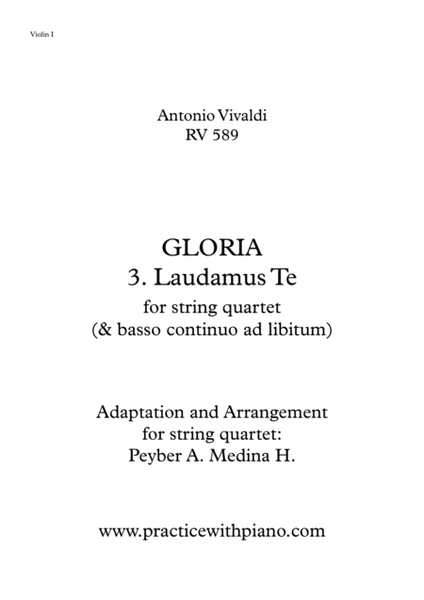 Vivaldi - RV 589, GLORIA - 3. Laudamus Te, for string quartet image number null