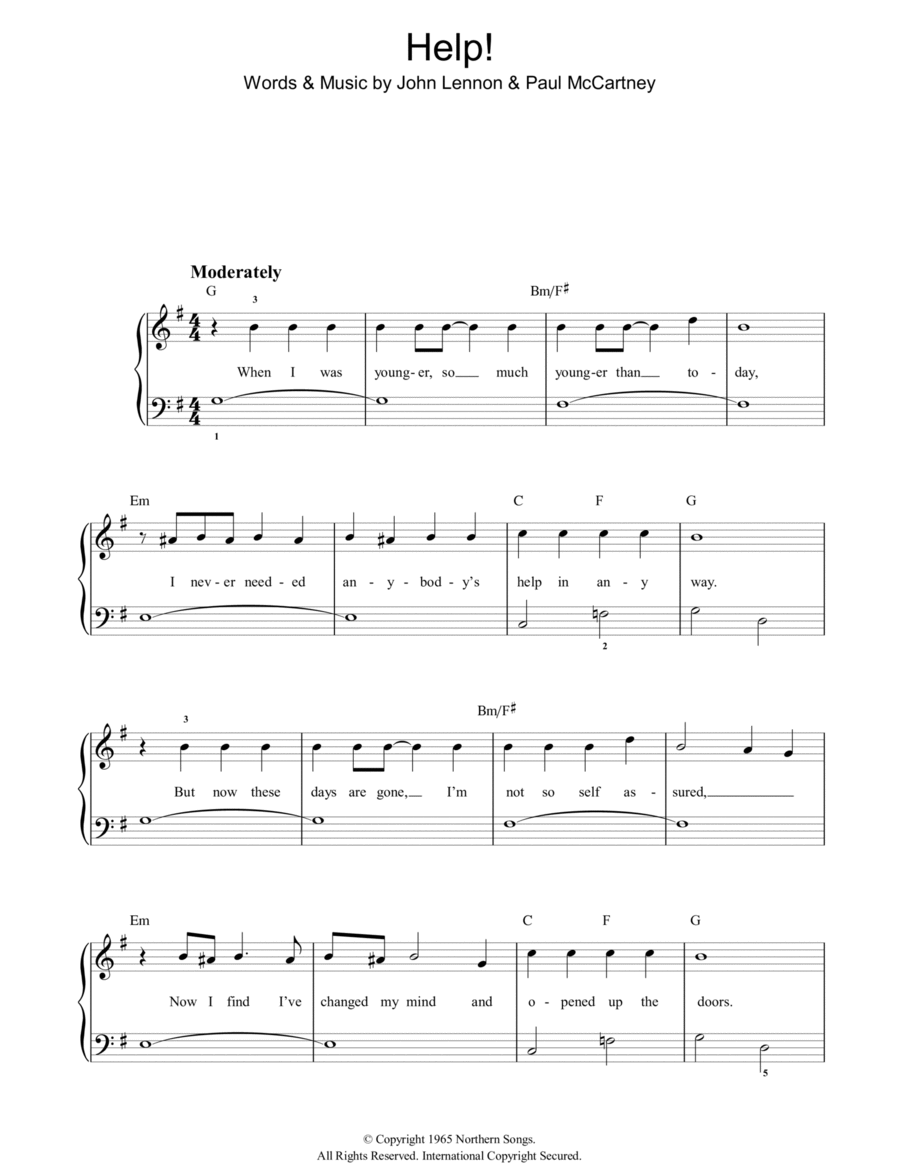 Help! Help! Easy Piano scores gallery preview page 1