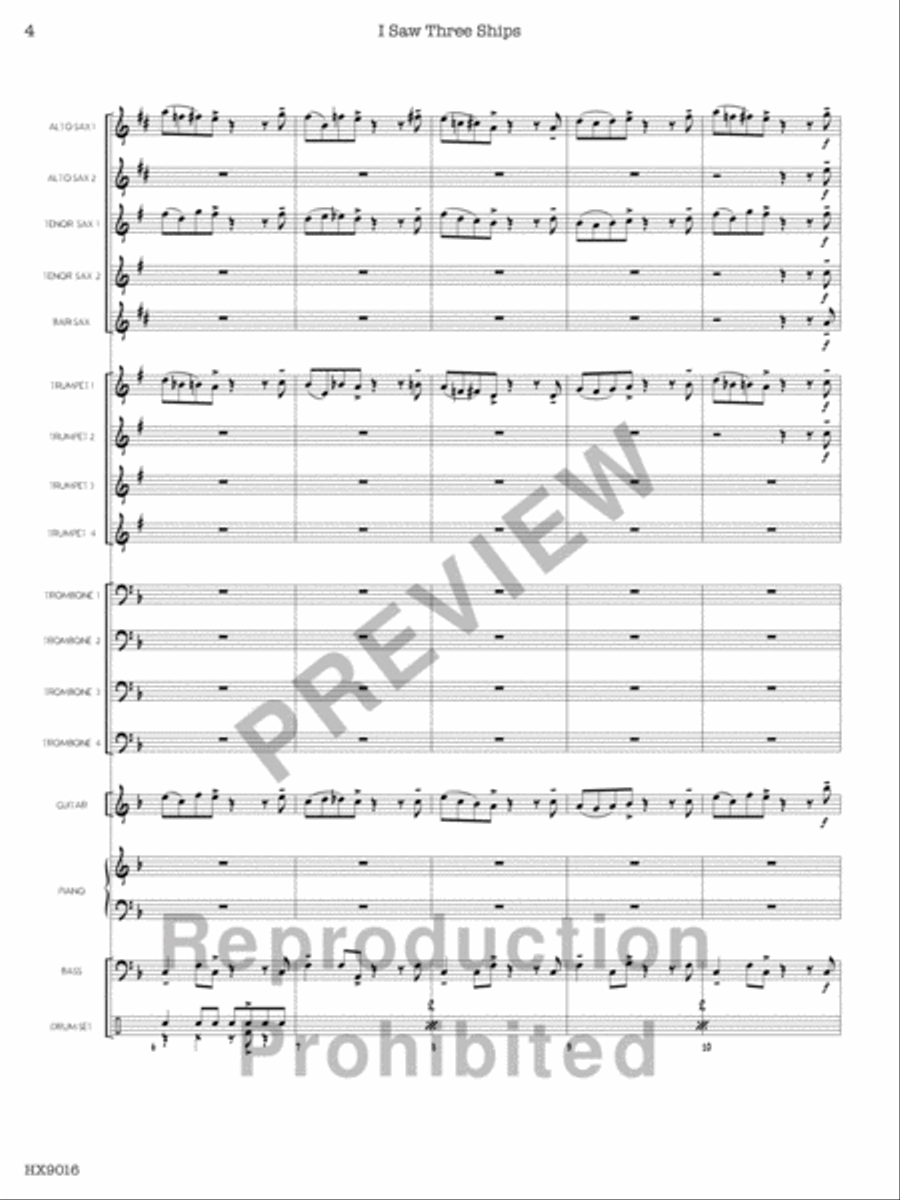 I Saw Three Ships Jazz Ensemble scores gallery preview page 5