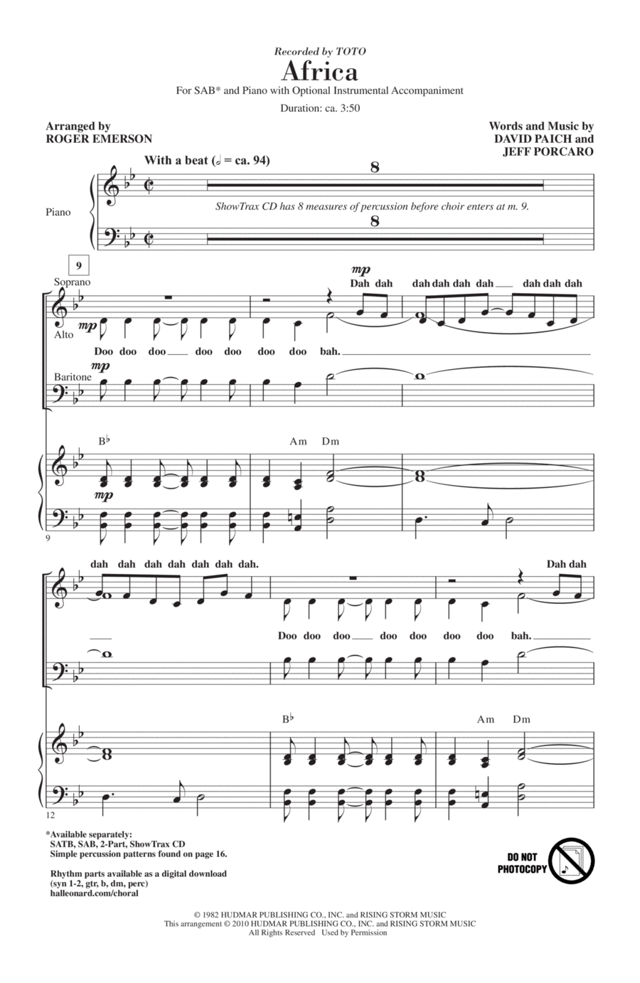 Africa (arr. Roger Emerson) 3-Part scores gallery preview page 1