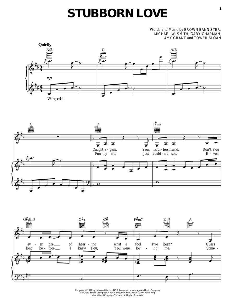 Stubborn Love Acoustic Guitar scores gallery preview page 1
