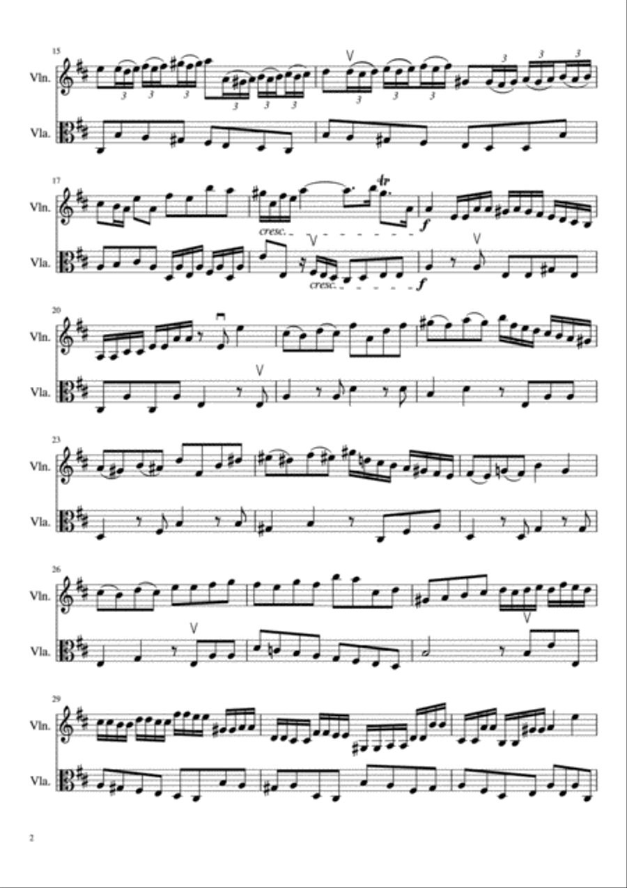 Brandenburg Concerto No. 5, Mov. 1 String Duet scores gallery preview page 3