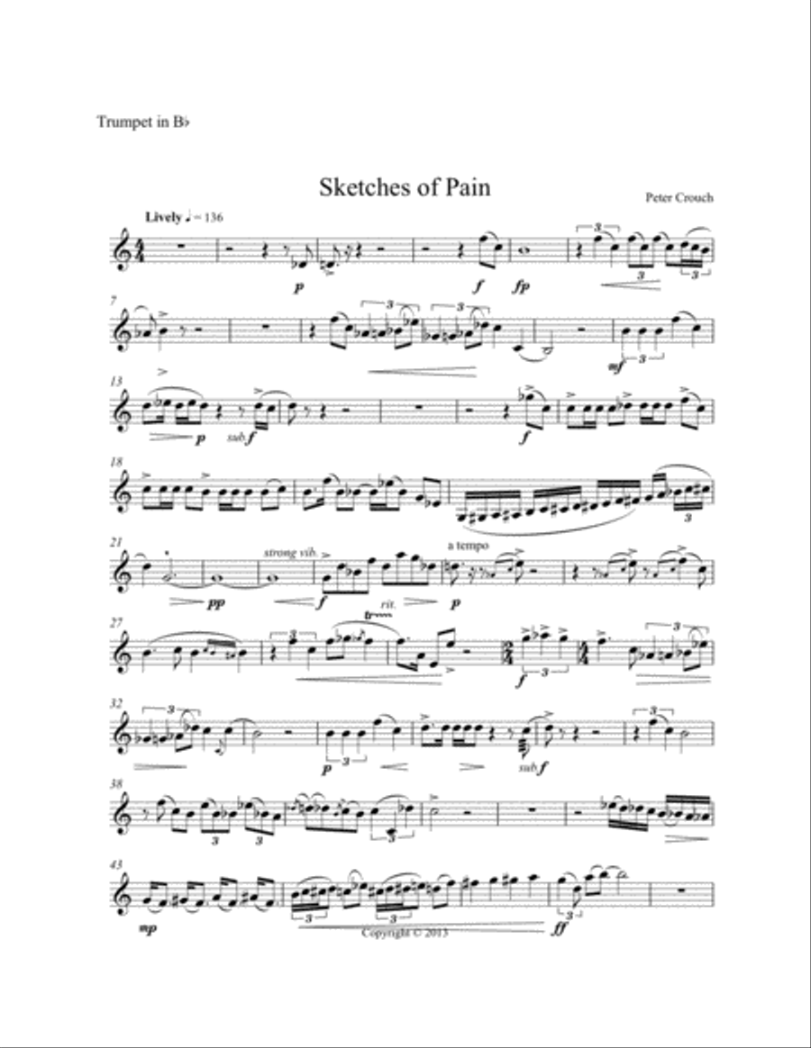 Sketches of Pain Trumpet Solo scores gallery preview page 1