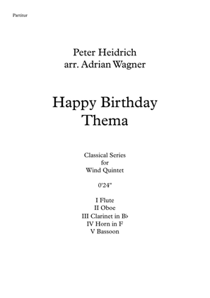 Book cover for "Happy Birthday Thema" Wind Quintet arr. Adrian Wagner